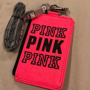 BNWT PINK lanyard, ID and coin pouch
